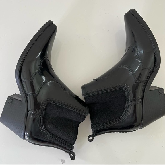 Sam Edelman Pointed Toe Western Bootie Rubber Rain Boot Size 6 Black - Picture 5 of 9
